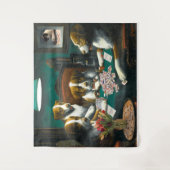 Mah Jonggのタペストリーを遊んでいる犬 タペストリー (正面)