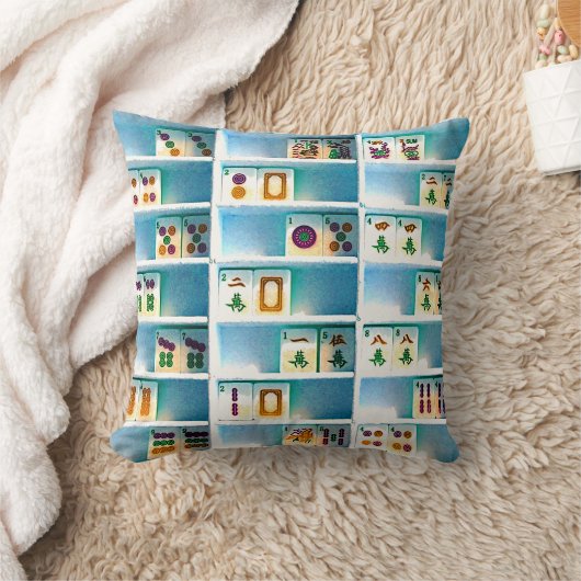 Mah Jonggの両面タイルの枕 クッション (ブランケット)