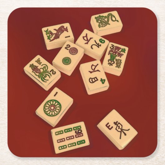 Mah Jonggの演劇 スクエアペーパーコースター (正面)