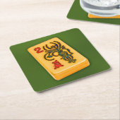 Mah Jonggの花のタイル スクエアペーパーコースター (アングル)