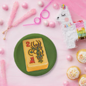 Mah Jonggの花のタイル ペーパープレート (パーティー)