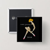 Mah Jonggの花型女性歌手Pin 缶バッジ (正面&裏面)