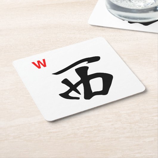 Mah Jonggの西のタイルのコースター スクエアペーパーコースター (アングル)