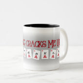 Mah Jonggはマグの上の私を割ります ツートーンマグカップ (正面右)