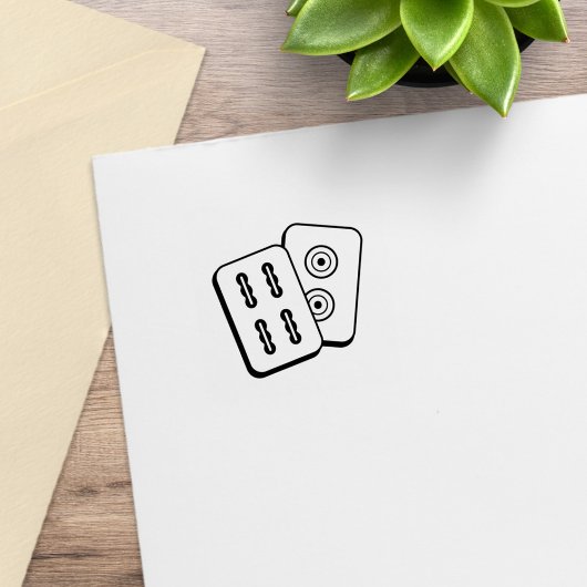 Mah-Jonggゲームタイル1x1 ラバースタンプ