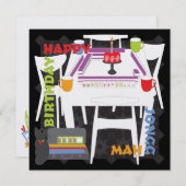 Mah Jonggタイルとテーブルフラットカード 招待状 (正面/裏面)