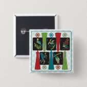 Mah Jongg鳥タッセルボタン 缶バッジ (正面&裏面)