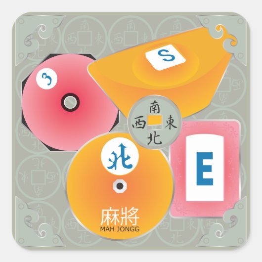 Mah Jongg Bettorsステッカー スクエアシール (正面)
