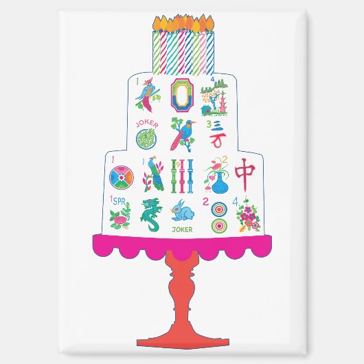 Mah Jongg Birthday Cake Magnet マグネット (正面)