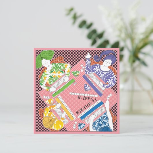 Mah Jongg Birthday Game Flat Card 招待状 (スタンド正面)