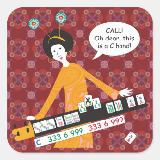 Mah Jongg C Hand Stickers スクエアシール
