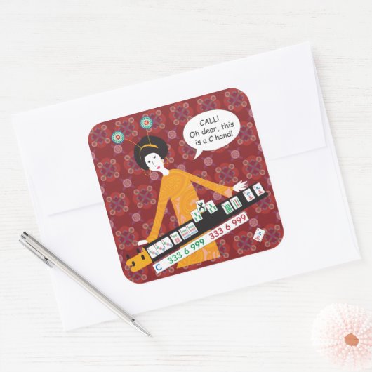 Mah Jongg C Hand Stickers スクエアシール (封筒)