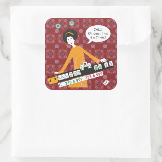 Mah Jongg C Hand Stickers スクエアシール (バッグ)
