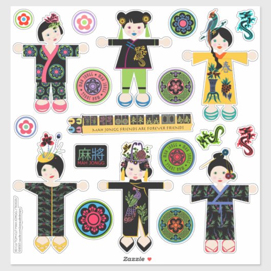 Mah Jongg Dollsスタンプ シール (シート)