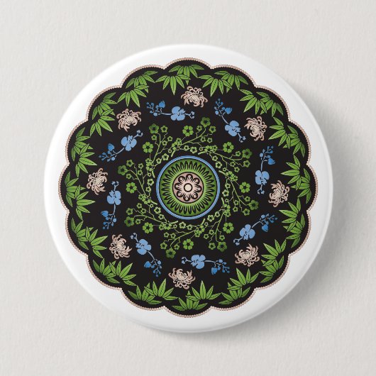 Mah Jongg Flowers/One Dot Button 缶バッジ (正面)