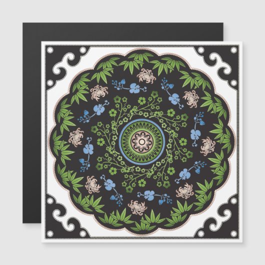 Mah Jongg Flowers/One Dot Flat Magnet (正面/裏面)