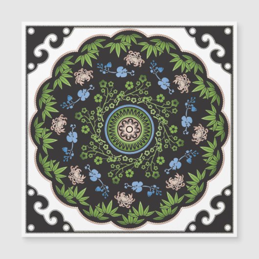 Mah Jongg Flowers/One Dot Flat Magnet (正面)