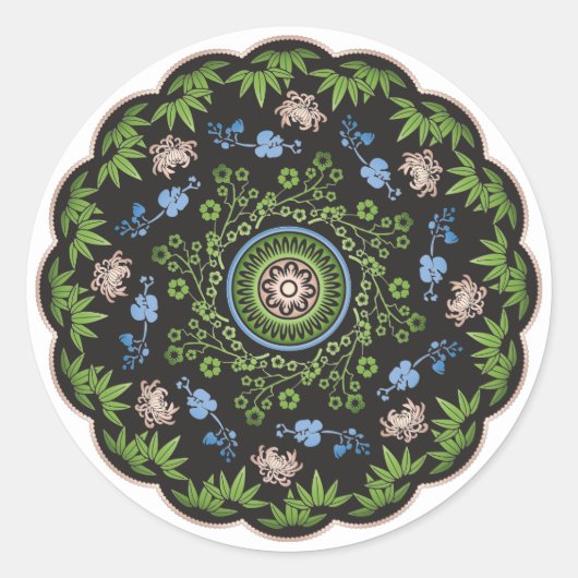 Mah Jongg Flowers/One Dot Stickers ラウンドシール (正面)