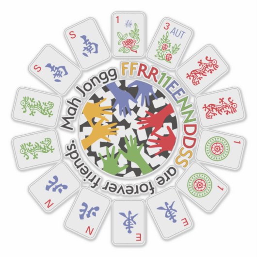 Mah Jongg Friends Vinyl Sticker シール (正面)