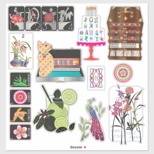 Mah Jongg Mix03 Vinyl Stickers シール (シート)