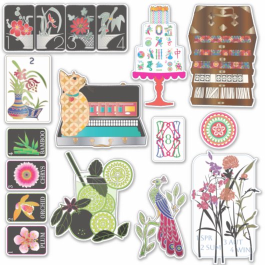 Mah Jongg Mix03 Vinyl Stickers シール (正面)