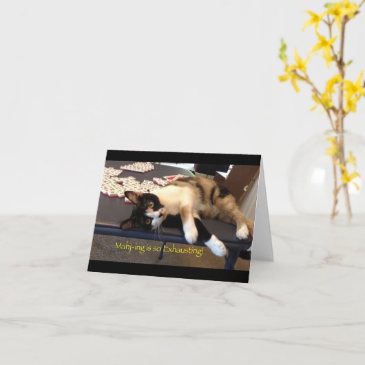 Mah Jongg Notecard "Mahj-ing is Heating!" カード (黄色い花)