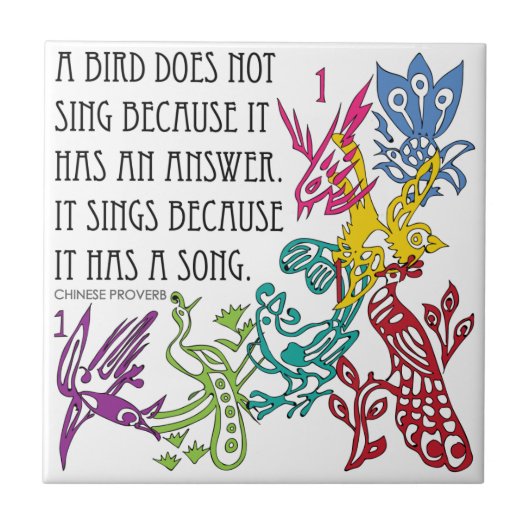 Mah Jongg One Bams Birds/Proverbタイル タイル (正面)