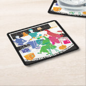 Mah Jongg Polka-Dots Coasters スクエアペーパーコースター (アングル)