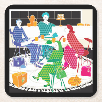 Mah Jongg Polka-Dots Coasters スクエアペーパーコースター