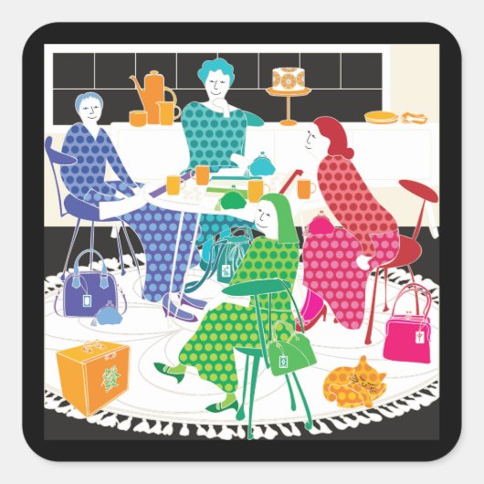 Mah Jongg Polka-Dots Stickers スクエアシール (正面)