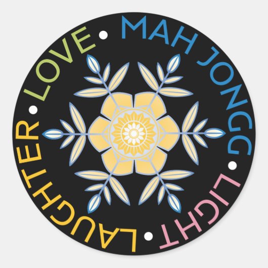 Mah Jongg Snowflakesスタンプ ラウンドシール (正面)