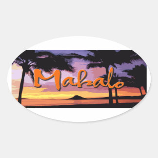 Mahaloの日没のステッカー 楕円形シール