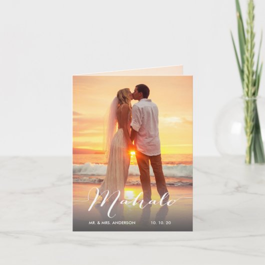 Mahalo 2の写真の結婚式はメッセージカード感謝していしています サンキューカード (正面)