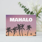 Mahalo Hawaii Sunset Palm Tree Gradient Postcard  サンキューカード (スタンド正面)