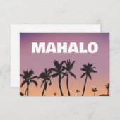 Mahalo Hawaii Sunset Palm Tree Gradient Postcard  サンキューカード (正面/裏面)