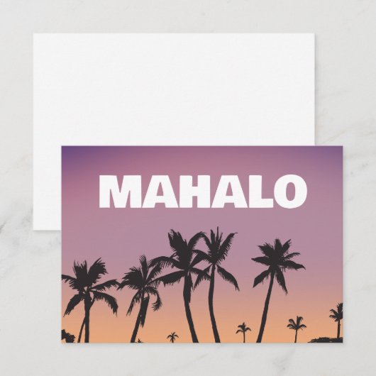 Mahalo Hawaii Sunset Palm Tree Gradient Postcard  サンキューカード (正面/裏面)