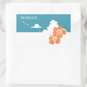 MAHALO Hibiscus Blue Sky Rectangle 長方形シール (バッグ)