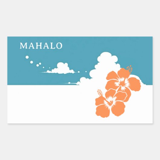 MAHALO Hibiscus Blue Sky Rectangle 長方形シール (正面)