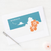 MAHALO Hibiscus Blue Sky Rectangle 長方形シール (封筒)