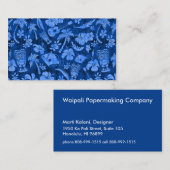 Mahapuuのビーチのハワイのろうけつ染めの調的な青 名刺 (正面/裏面)