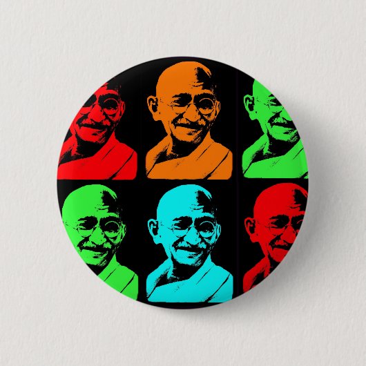 Mahatma Gandhiのコラージュ 缶バッジ (正面)