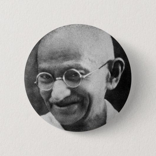 Mahatma Gandhiのポートレートの写真 缶バッジ (正面)