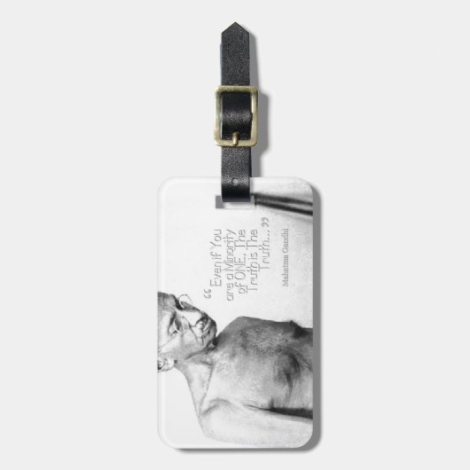 Mahatma Gandhiの引用文、少数の1つ、真実 ラゲッジタグ (正面縦)