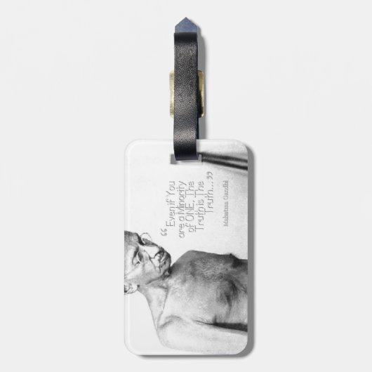 Mahatma Gandhiの引用文、少数の1つ、真実 ラゲッジタグ (裏面縦)