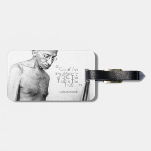 Mahatma Gandhiの引用文、少数の1つ、真実 ラゲッジタグ (裏面横)