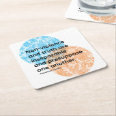 Mahatma Gandhi非暴力の真実引用文 スクエアペーパーコースター (アングル)