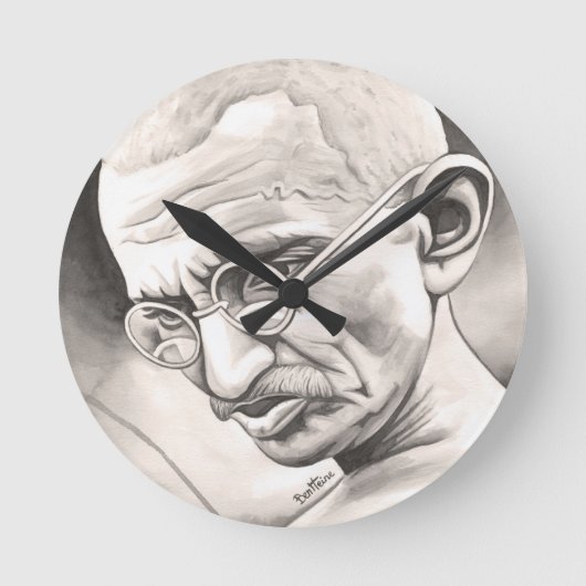 Mahatma Gandhi ラウンド壁時計 (正面)