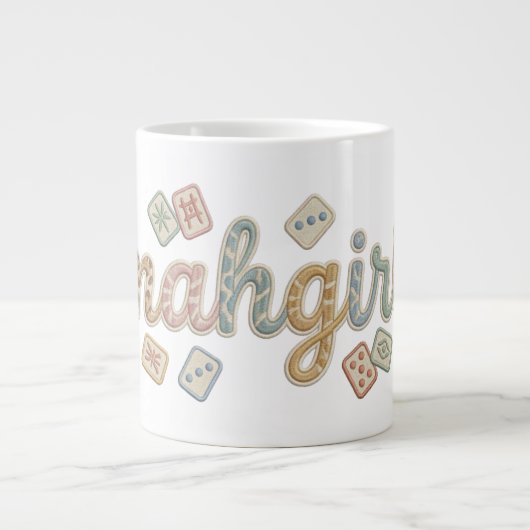 Mahgirl Embroidery Style Mahjong ジャンボコーヒーマグカップ (正面)