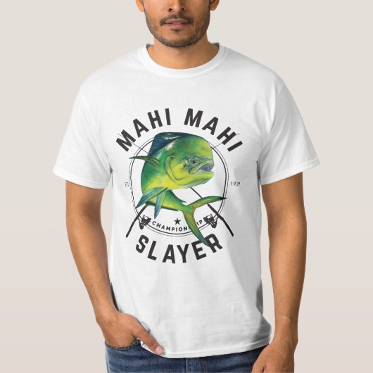 Mahi Mahiの殺害者- Mahiの魚釣りのワイシャツ Tシャツ (正面)