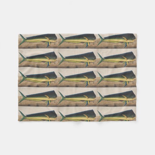 Mahi-Mahiの魚のアートワーク フリースブランケット (正面(横))